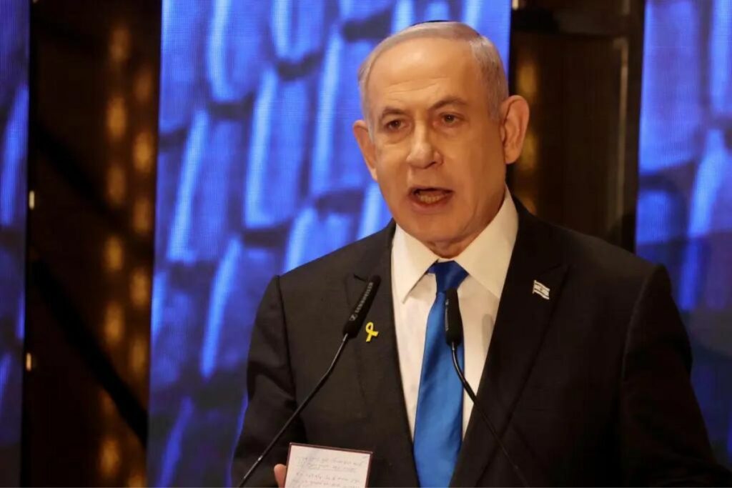 Benjamín Netanyahu durante una rueda de prensa