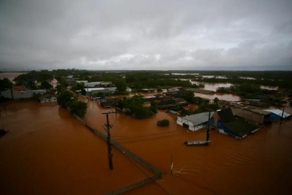 Zona afectada por las lluvias en Porto Alegre, Brasil