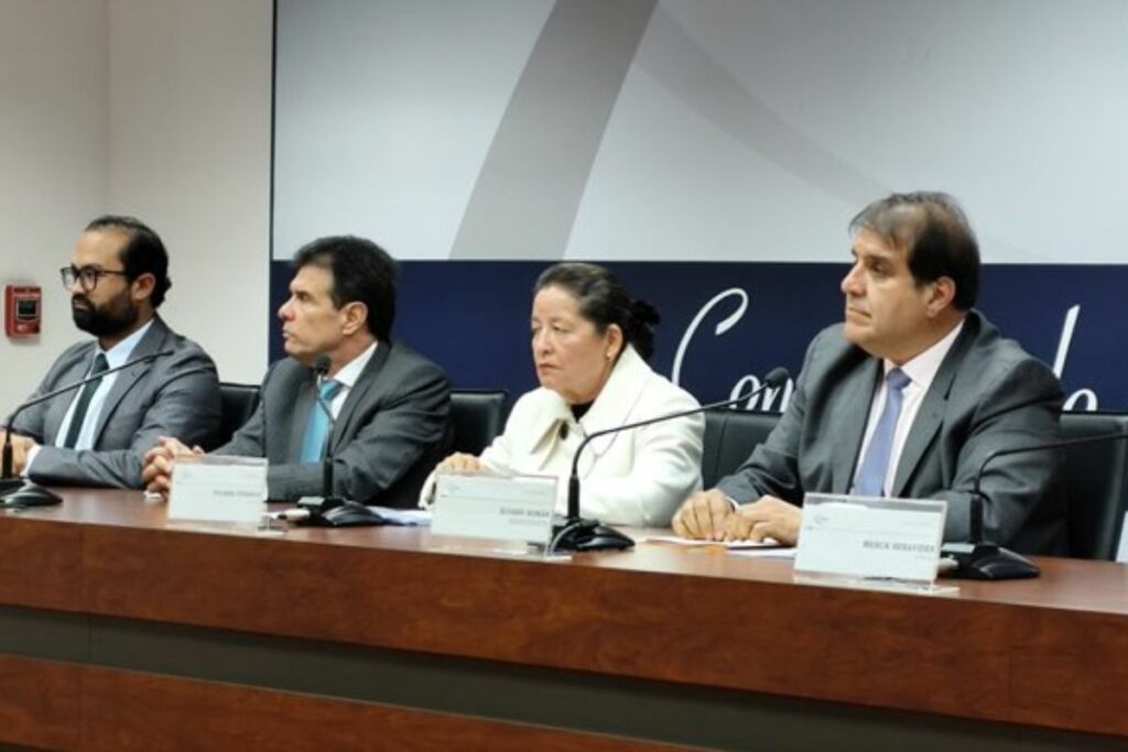 Consejo de la Judicatura en rueda de prensa. Foto: X CJ