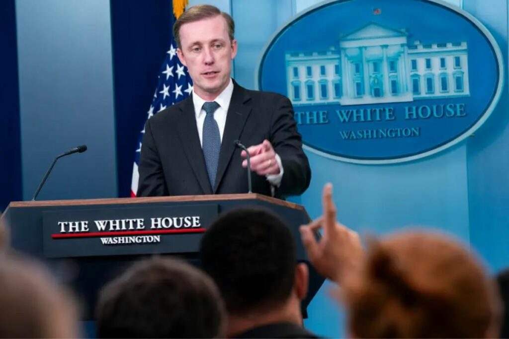 Jake Sullivan, asesor de Seguridad Nacional de la Casa Blanca, durante una conferencia de prensa