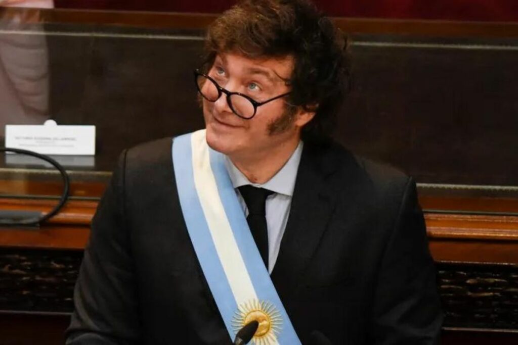 El presidente de Argentina, Javier Milei, durante un discurso.