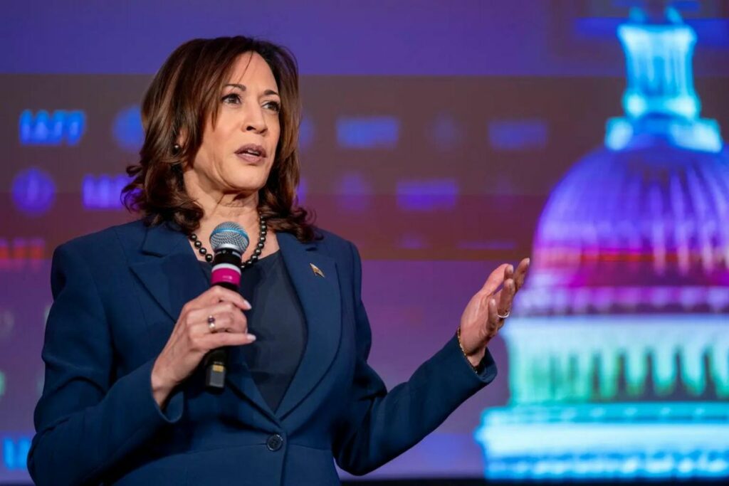 Kamala Harris en un discurso.